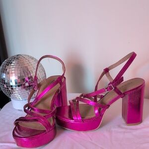 Torrid Metallic Pink Strappy Heels